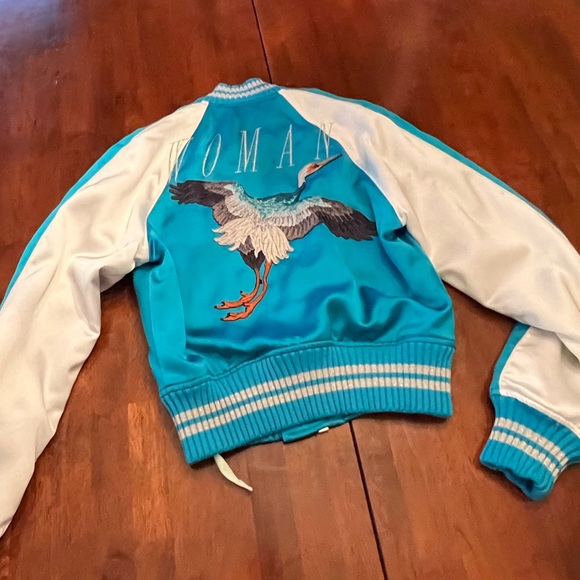 Off White Blue Bomber Jacket - Picture 4 of 9